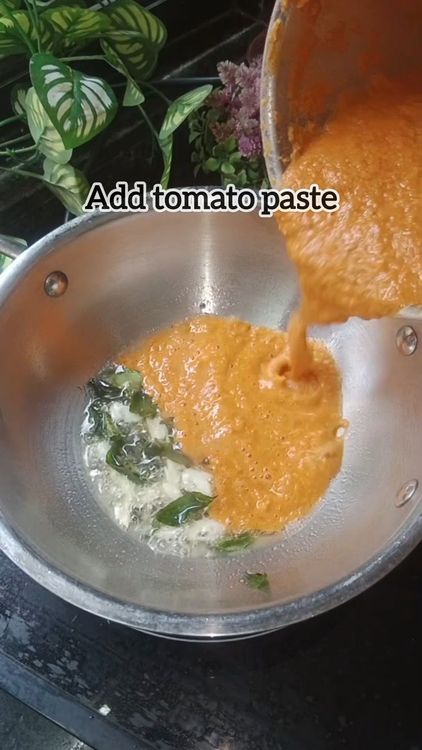 Step 1.1: Add the tomato paste to the pan, mix well, and let it simmer until the oil separates