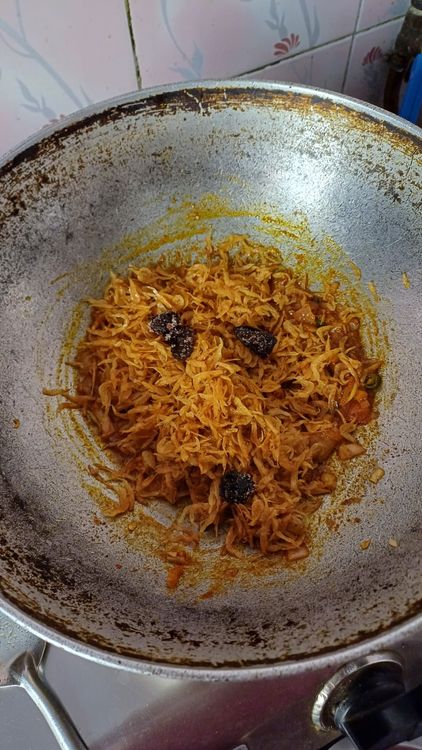Step 1.1: Add the roasted sukha jawla and salted dried kokam pieces