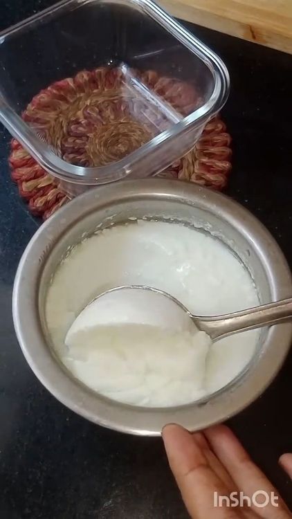 Step 1.1: Take 2 cups of homemade thick curd in a bowl