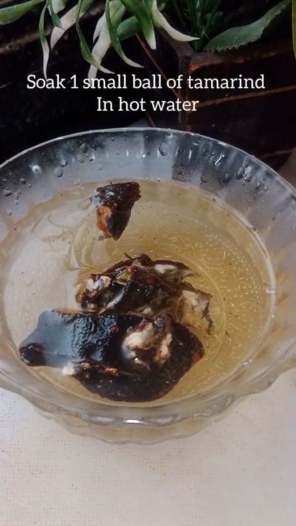 Step 1.1: Soak tamarind in warm water and squeeze thoroughly to make tamarind water