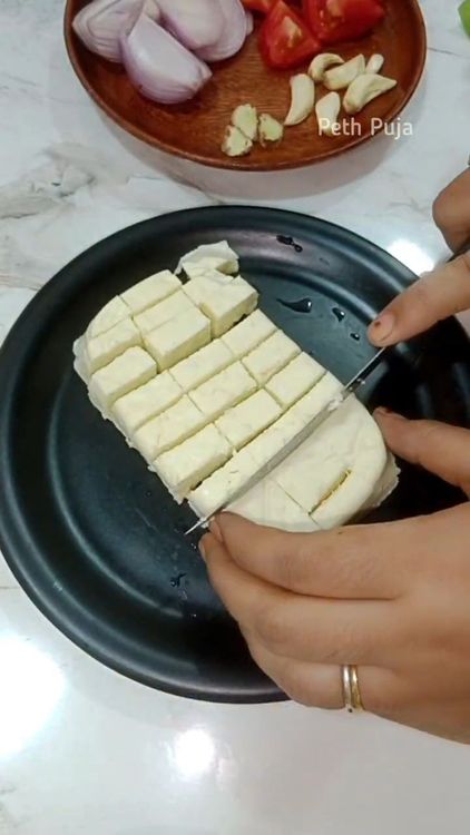 Step 1.1: Cut paneer into small cubes