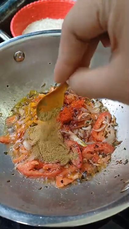 Step 1.1: Mix turmeric powder, kashmiri red chilli powder, cumin coriander powder, salt, and kitchen king masala