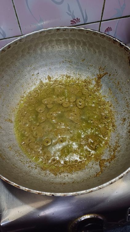 Step 1.2: Add the ground coconut paste and cook on low flame for 3–4 minutes till the raw smell disappears