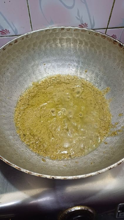 Step 1.1: Add the ground coconut paste and cook on low flame for 3–4 minutes till the raw smell disappears