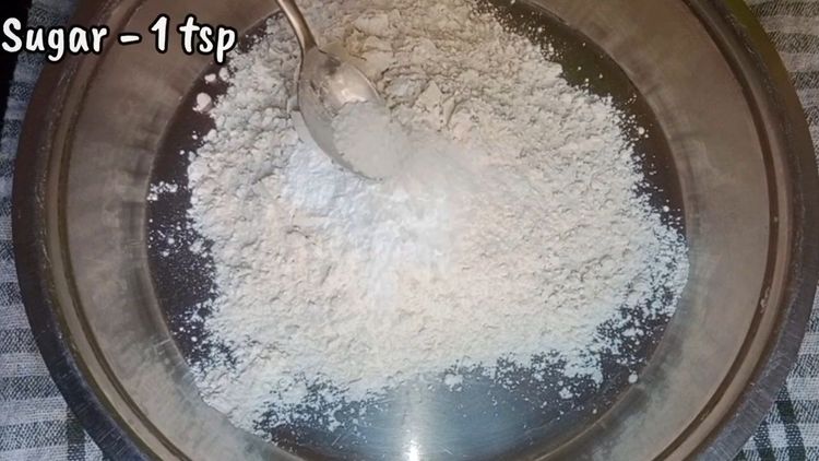 Step 1.1: In a big bowl, mix whole wheat flour, salt, baking powder, sugar, and sour curd