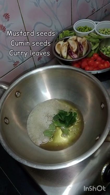 Step 3.1: Heat oil in a pan and add mustard seeds, curry leaves, and cumin seeds