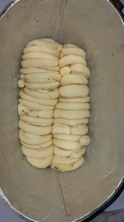 Step 5.1: Let the dough rise for another 45 minutes, or until it has doubled in size the brush dough with egg wash after it has doubled in size
