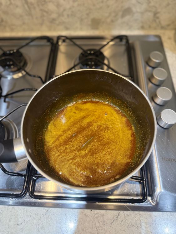 Step 3.1: Heat a pot on medium heat and add oil