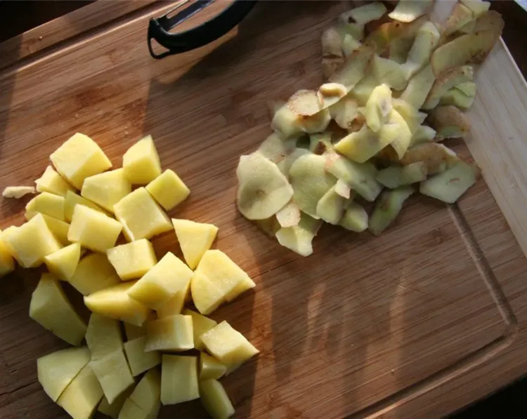 Step 1.1: Boil the potato in water uncovered until soft, about 12 to 15 minutes