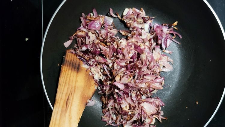 Step 2.1: Add the ginger garlic paste and fry until the raw smell disappears