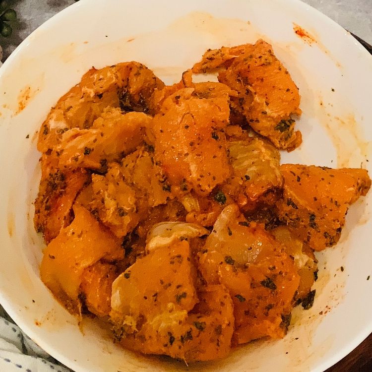 Step 2.2: Marinate the fish by adding lemon juice, red chilli powder, salt, carom seeds, asafoetida, ginger garlic paste, dry fenugreek leaves and mustard oil