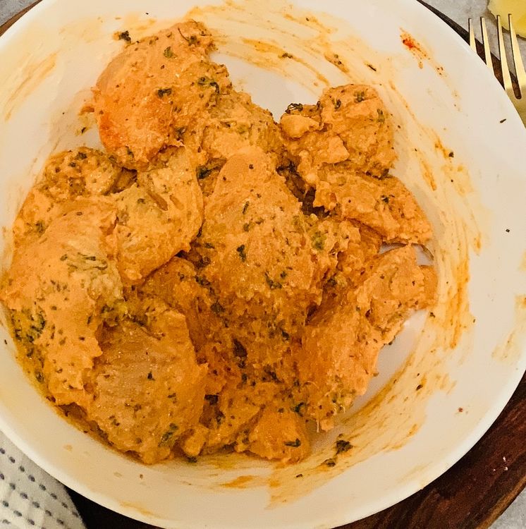 Step 3.2: To the marinated fish, add gram flour, rice flour, curd and salt to taste