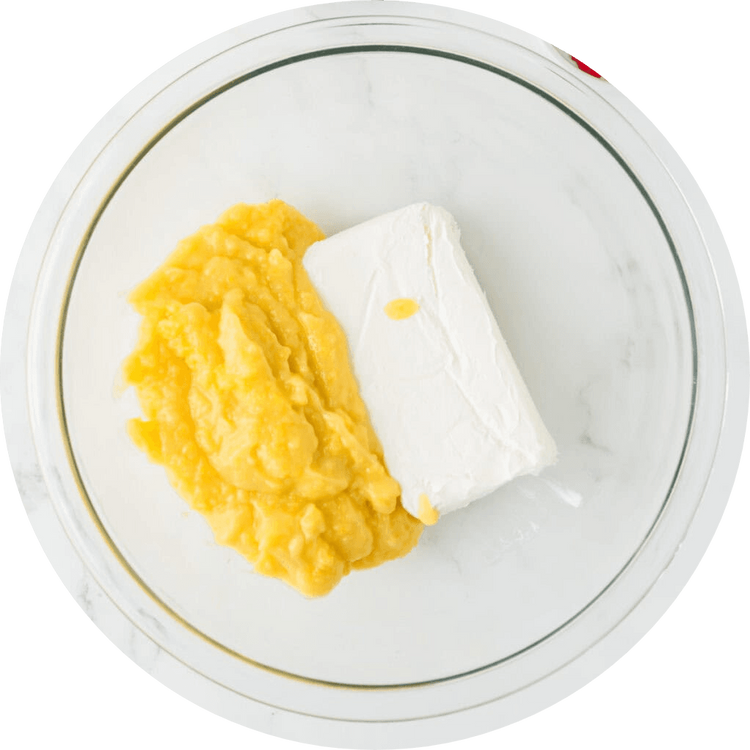 Step 1.1: Beat the pudding mix together with the cream cheese until there are no large lumps