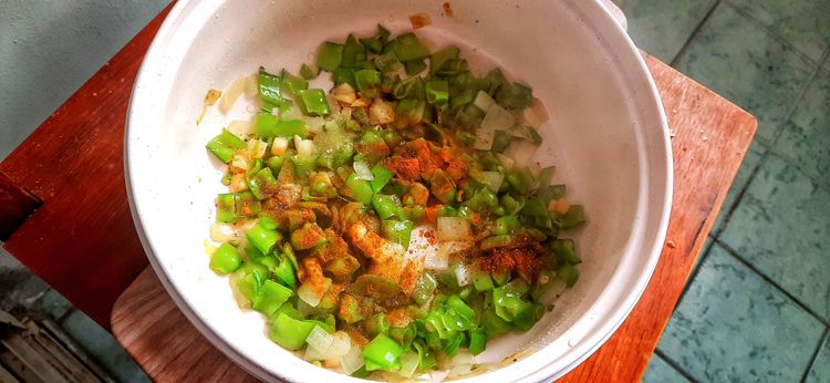 Step 1.1: Add turmeric powder, red chilli powder, and salt