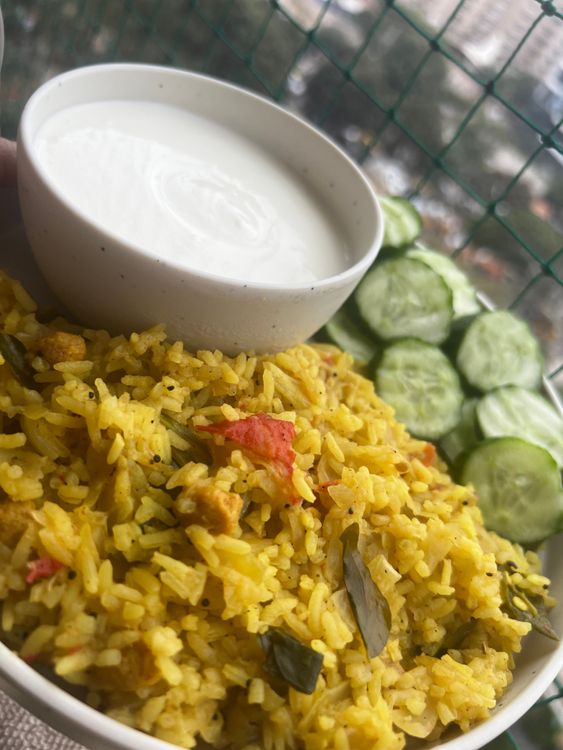Step 1.1: Once the water has dried up completely, serve with curd or your favorite raita