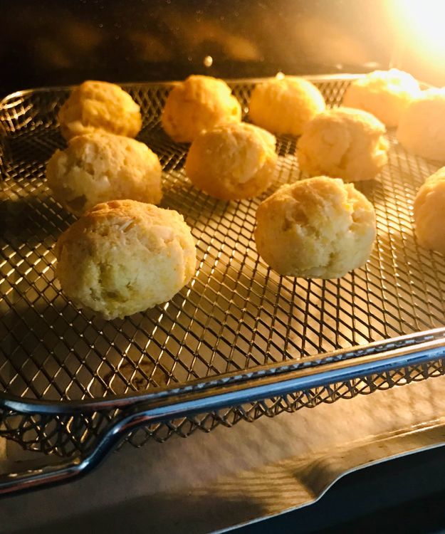 Step 1.1: Air fry at 390°F for 12-15 minutes, or until all hush puppies are turning crisp and golden