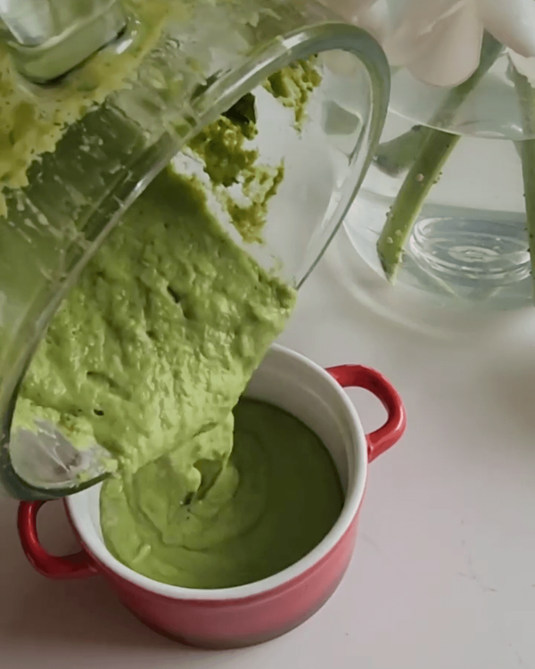 Step 1.1: Blend the avocado, basil, cilantro, garlic, lemon juice, Greek style yogurt, green chillies, and salt together until smooth
