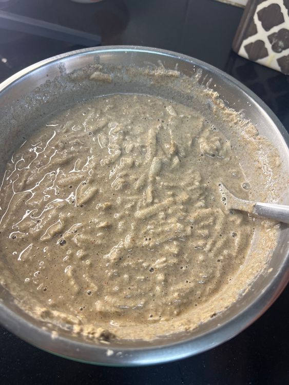 Step 1.1: Add water and mix to a thick consistency