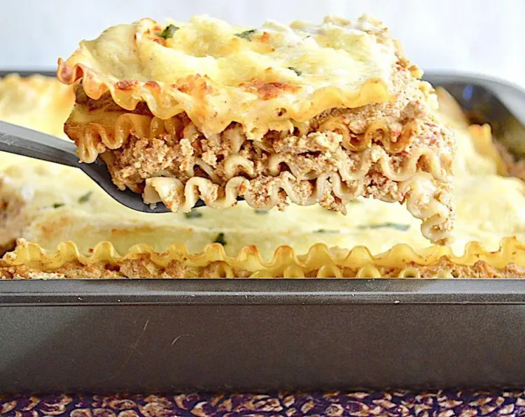 Step 3.1: Bake the lasagna for 45-50 minutes, until bubbly and slightly golden on top