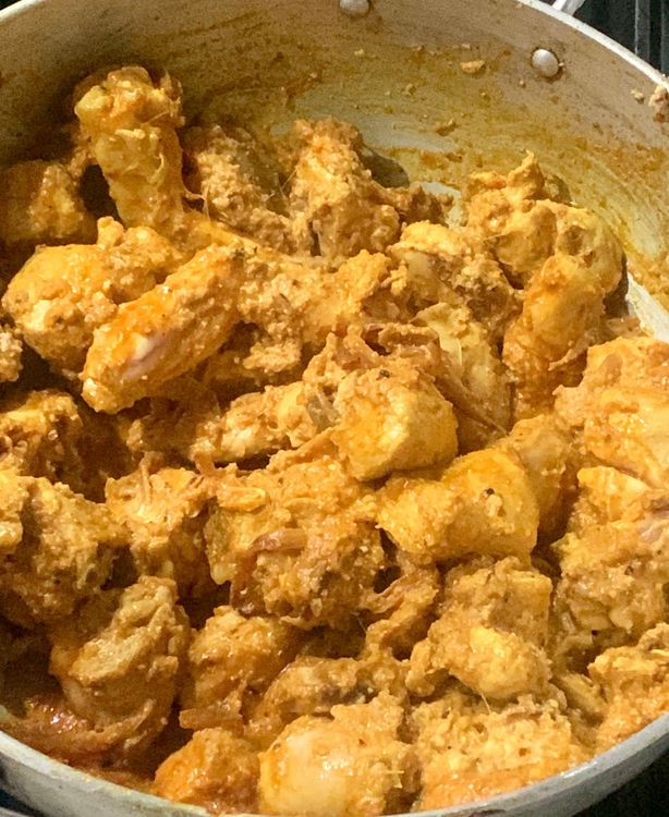 Step 2.2: Mix the ground paste well until the spices coat the chicken