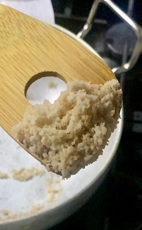 Step 1.2: Roast the desiccated coconut in a dry skillet or frying pan over medium heat until golden brown