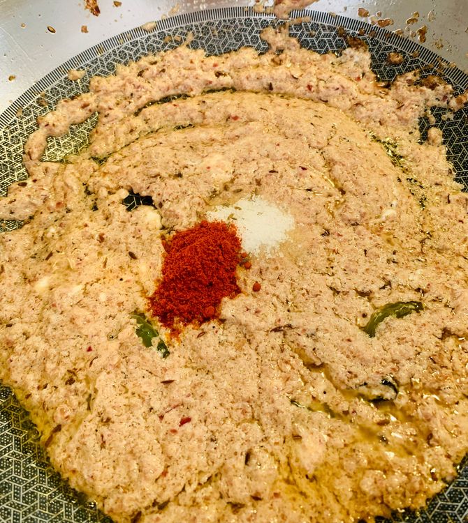 Step 1.1: Reduce the heat and add yogurt and stir continuously to avoid curdling