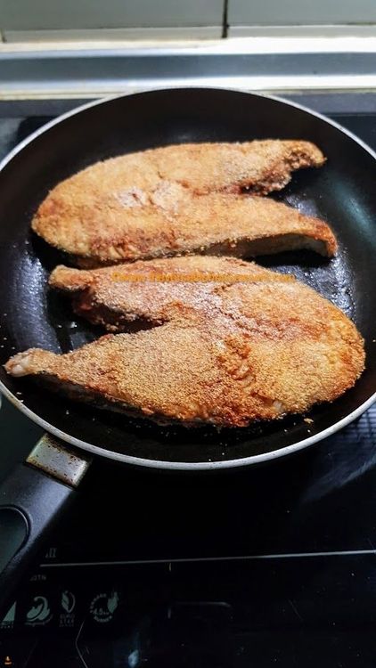 Step 1.1: Heat oil until smoking hot and deep fry or pan fry the fish until golden brown and crisp