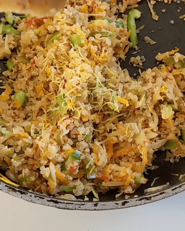 Step 1.1: In a separate bowl, mix the cooled quinoa with the vegetable mix
