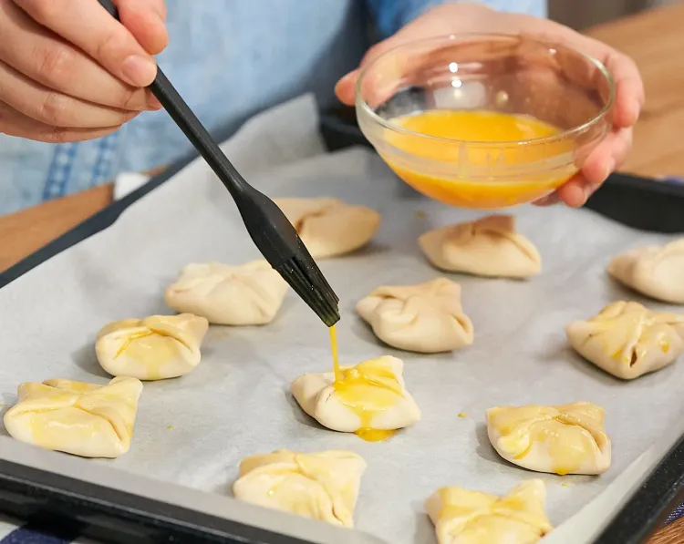 Step 1.1: Brush all sides of the pastry with the egg wash