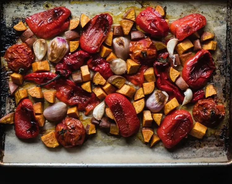 Step 1.1: Roast vegetables on the center rack of the oven for 35 minutes, until they are soft and beginning to brown