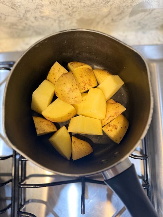 Step 1.1: Cut the potatoes into even pieces and remove the skin if desired