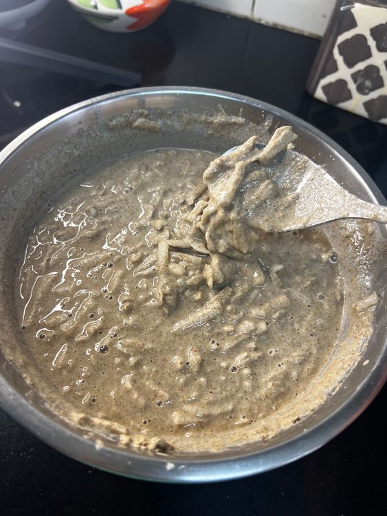 Step 1.2: Add water and mix to a thick consistency
