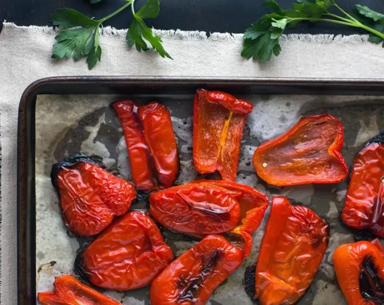 Step 2.1: Roast the peppers for 35 to 40 minutes or until they are blackened and blistered in a couple of places
