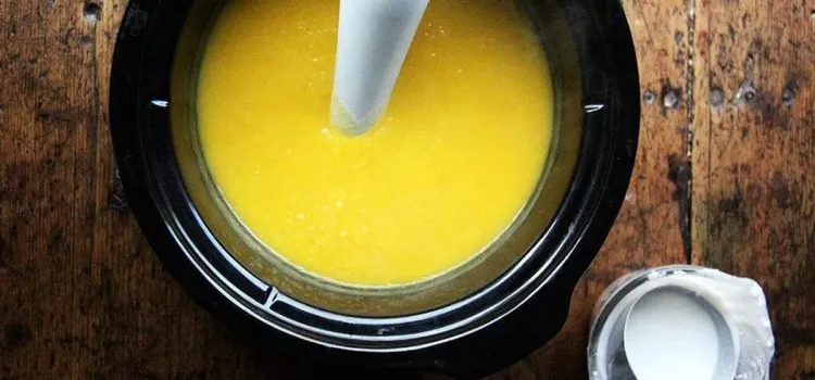 Step 1.1: Purée the soup in the slow cooker with an immersion blender until smooth