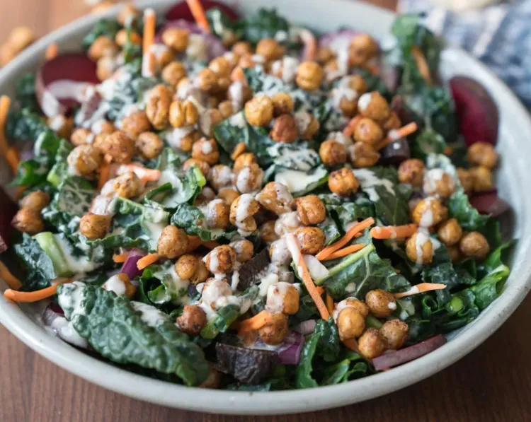 Roasted Chickpea and Beet Salad with Tahini Dressing recipe