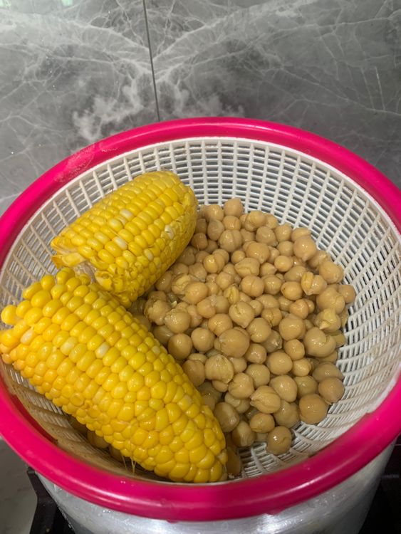 Step 1.1: Boil the corn kernels until they are tender