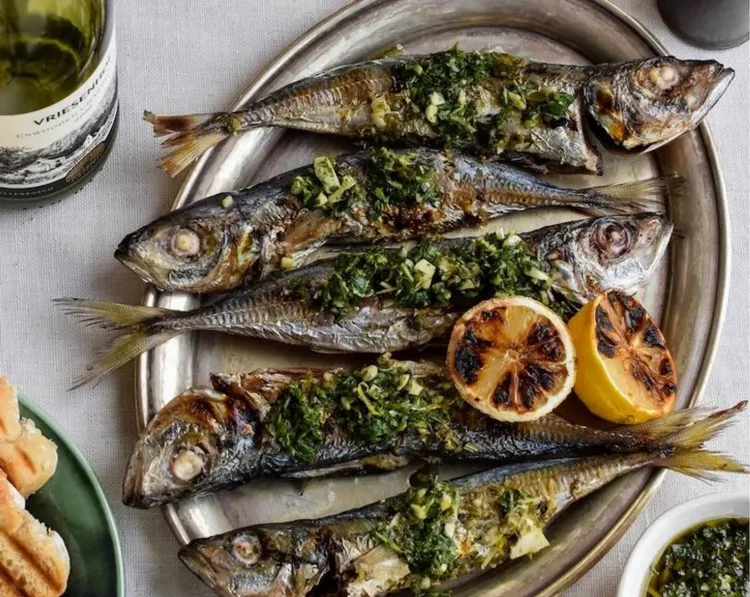 Grilled Horse Mackerel with Salsa Verde recipe