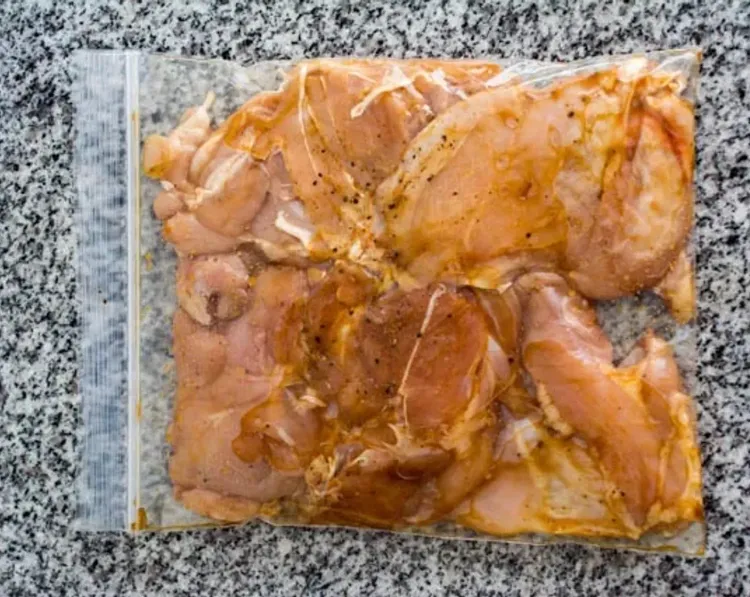 Step 1.1: Marinate the chicken in a large Ziploc bag with Worcestershire sauce, light soy sauce, salt, and ground black pepper