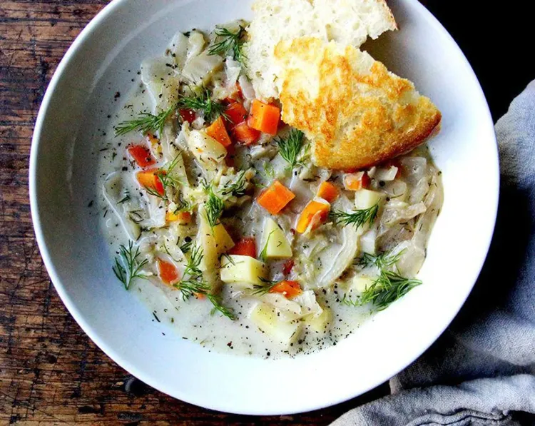 Step 3.1: Serve the soup, adding more chopped dill to each bowl if desired