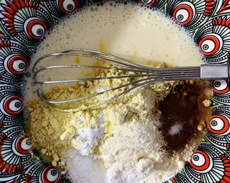 Step 2.1: Add lupin bean flour, soy flour, coconut flour, ground cinnamon, baking powder, and salt