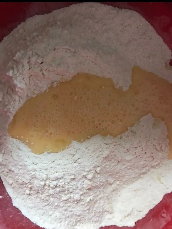 Step 1.1: Mix in the beaten eggs