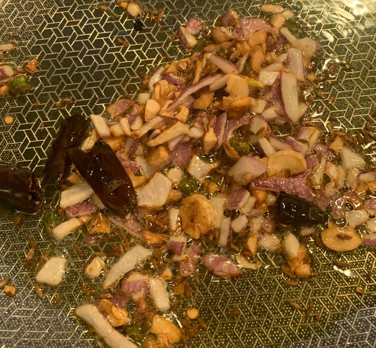 Step 2.1: Add the chopped onions and saute for 2-3 minutes till onions turn translucent