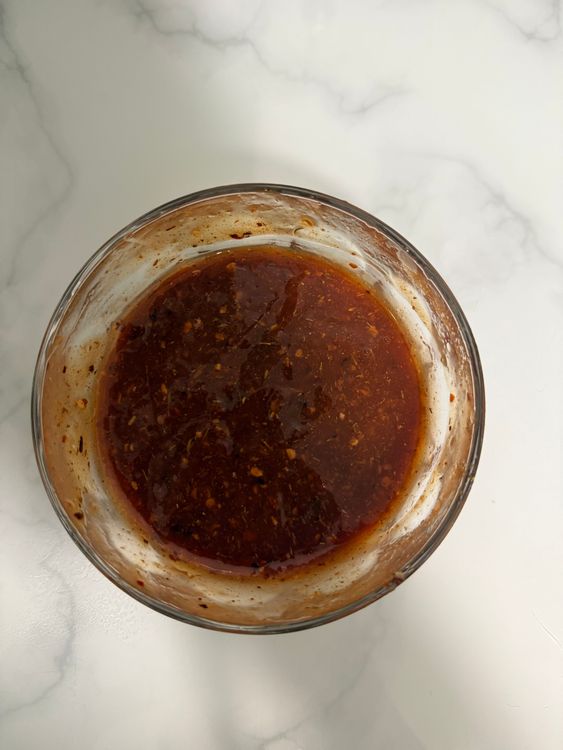 Step 2.1: Prepare the wet jerk seasoning by mixing dry jerk seasoning, sweet chilli sauce, ketchup, lemon juice, and water