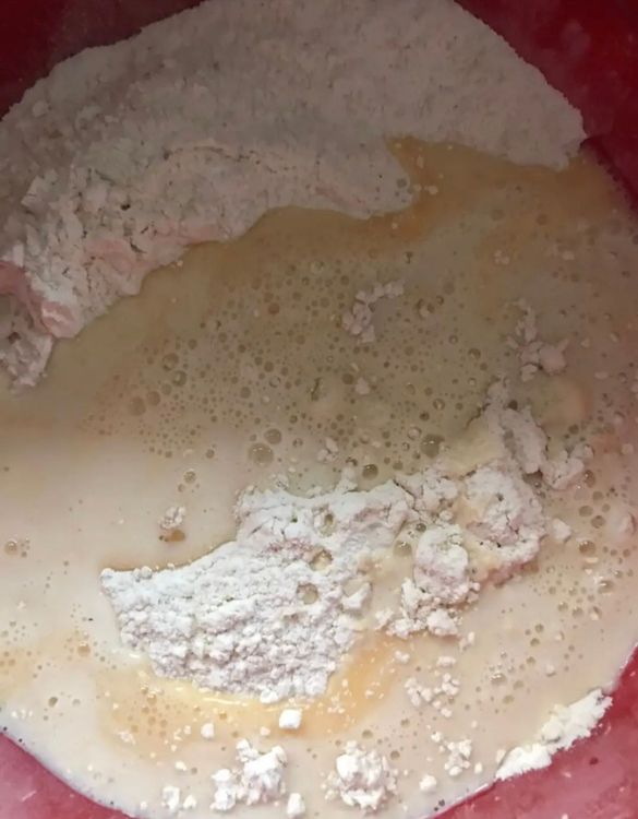 Step 1.1: In the water, dissolve the powdered milk and evaporated milk, then add to the mixture