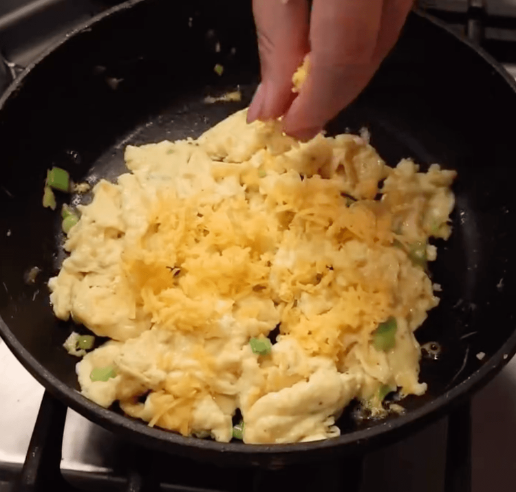 Step 1.1: Soft scramble the eggs in the same pan