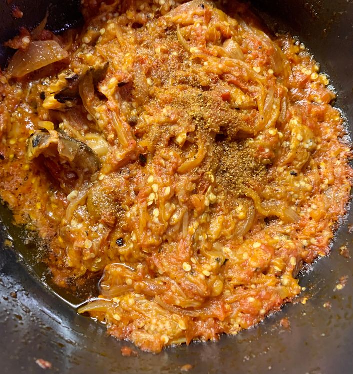Step 1.1: Add garam masala, chopped coriander leaves and 1 tbsp of ghee