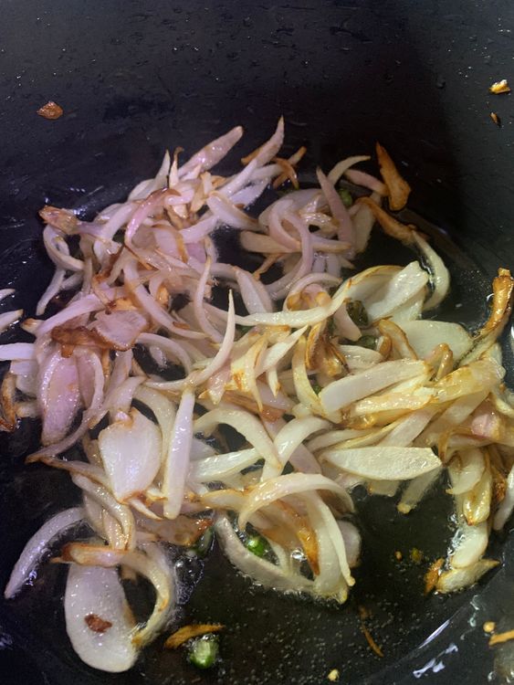 Step 1.1: Sauté the onions for about 3 minutes till they are translucent and slightly brown on the edges