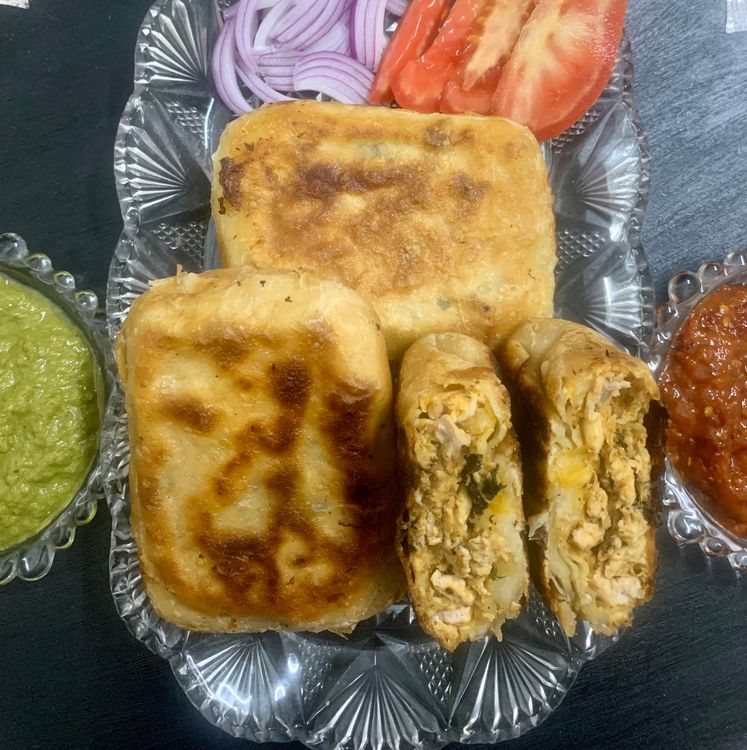 Chicken Stuffed Baida Roti recipe