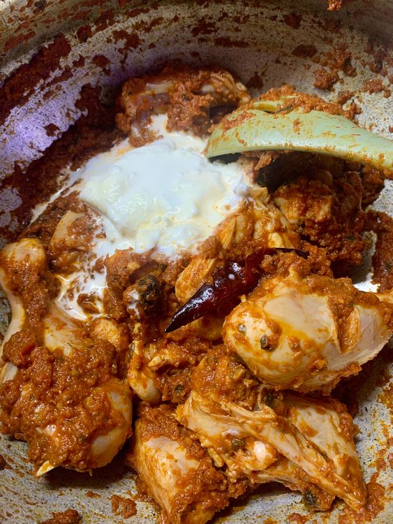 Step 1.1: Once the chicken pieces have lightened in colour add thickened cream and mix
