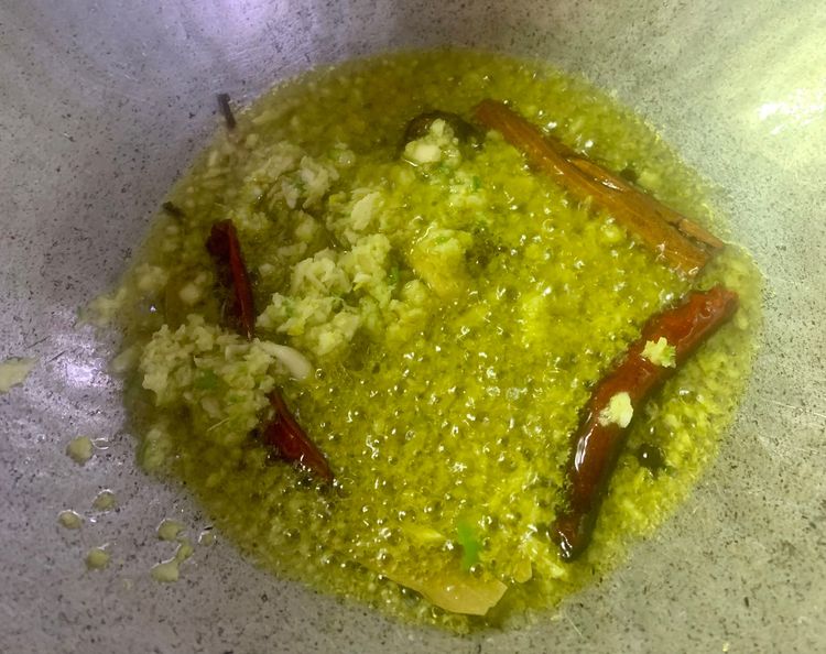 Step 1.1: Add the chopped ginger, garlic and green chillies